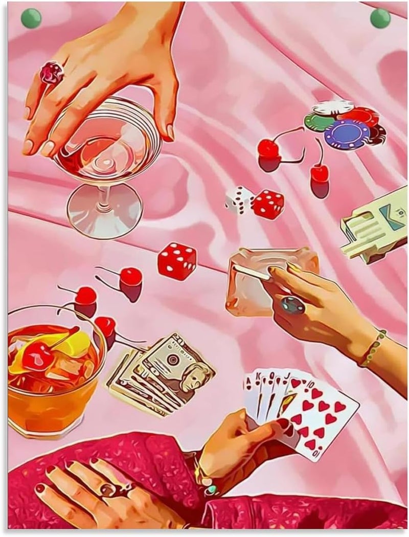 Tiwabb Vintage Poker Drinks Cross Stitch Kit for Adults, 12x12 cm, 11 CT, Modern, Retro, All Ages - Image 1